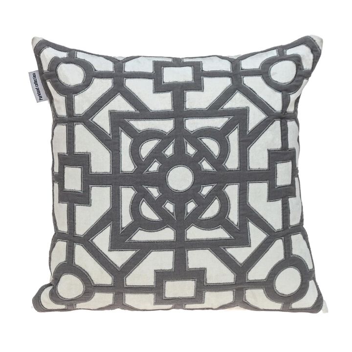 18" White and Gray Transitional  SquareThrow Pillow