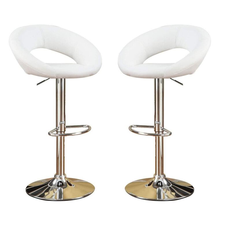 Set of 2 White Faux Leather Adjustable Chairs