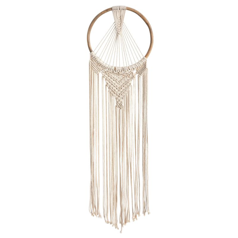 Nearly Natural 24-in x 10-in Handmade Bohemian Macrame Dreamcatcher Wall Hanging Decor