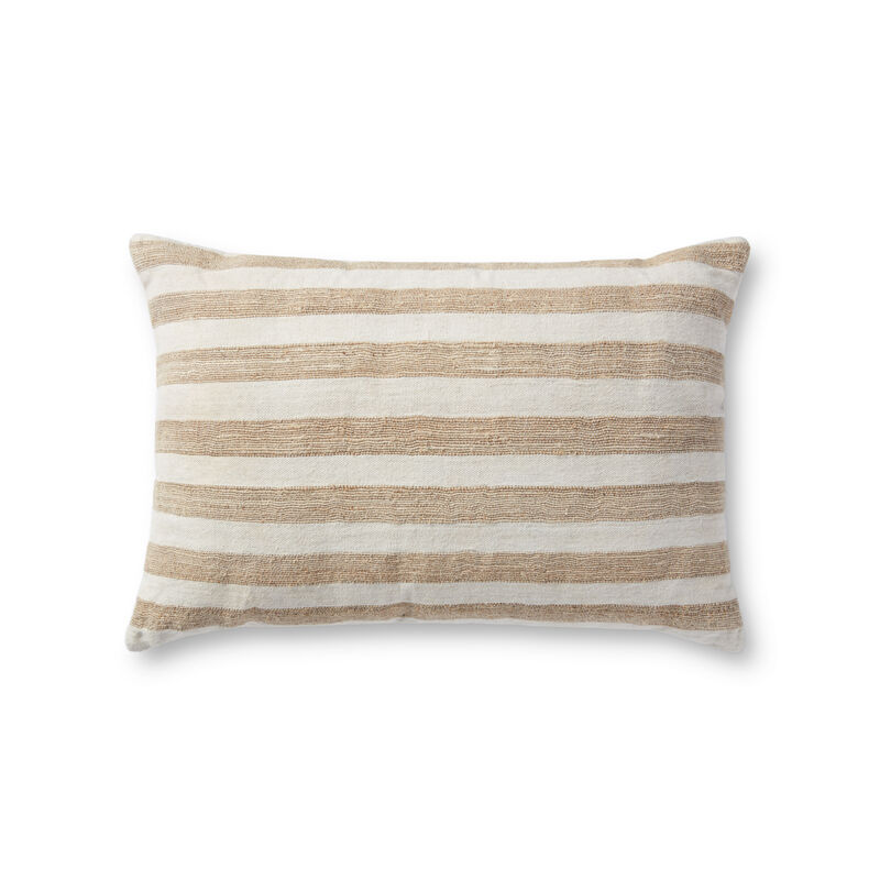 Mira PMH0044 Natural/Ivory 13''x21'' Polyester Pillow by Magnolia Home by Joanna Gaines x Loloi, Set of Two
