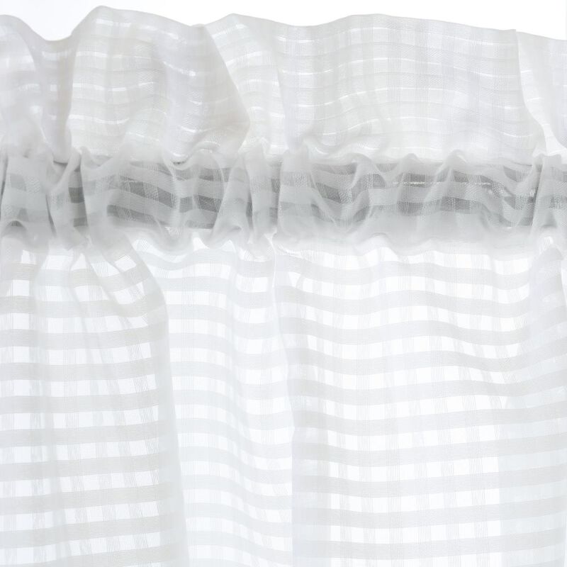 Habitat Gingham Lace Sheer Rod Pocket 3 Piece Curtain Tiers and Valance Set 52" x 24" White