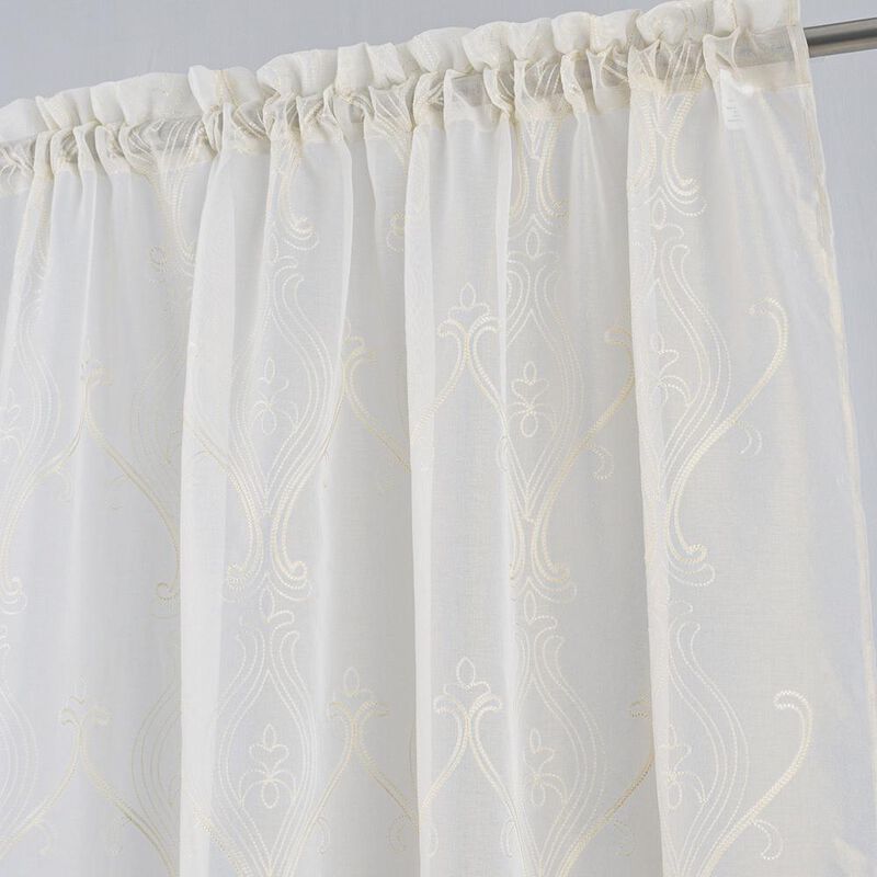 RT Designers Collection Pearl Emb Metallic Doily Rod Pocket Room Darkening Window Curtain Panel for Bedroom 54" x 84" Gold