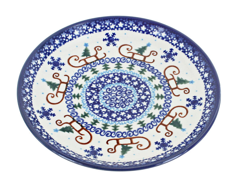 Blue Rose Polish Pottery Noel Nights Dessert Plate