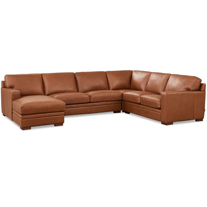 Dillon Top Grain Leather U-Shaped Sectional with Left Chaise