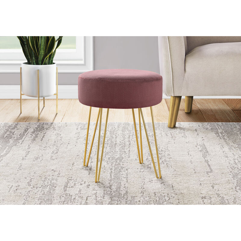 Monarch Specialties I 9000 Ottoman, Pouf, Footrest, Foot Stool, 14" Round, Fabric, Metal Legs, Contemporary, Modern