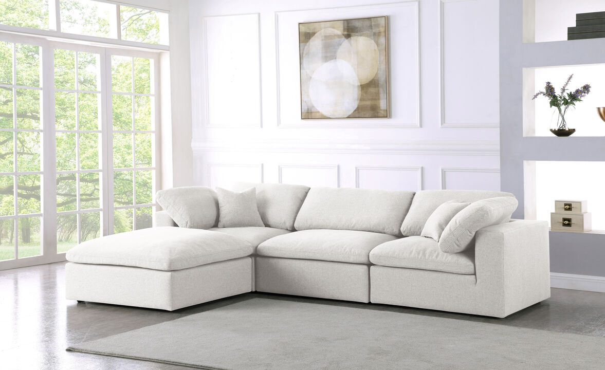 Meridian Furniture Serene Cream Linen Textured Fabric Deluxe Comfort Modular Sectional