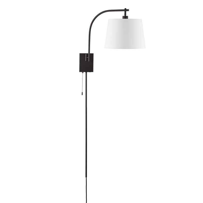 Gosling Mid-Century Modern Plug-In or Hardwired Iron LED Gooseneck Swing Arm Wall Sconce with Pull-Chain and USB Charging Port