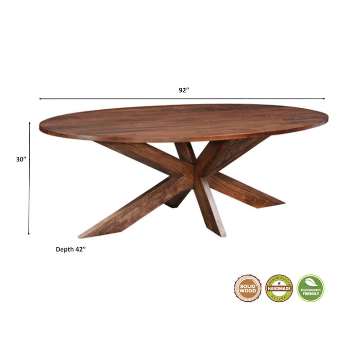 Taran Designs Renith 92 Solid Wood Oval Dining Table