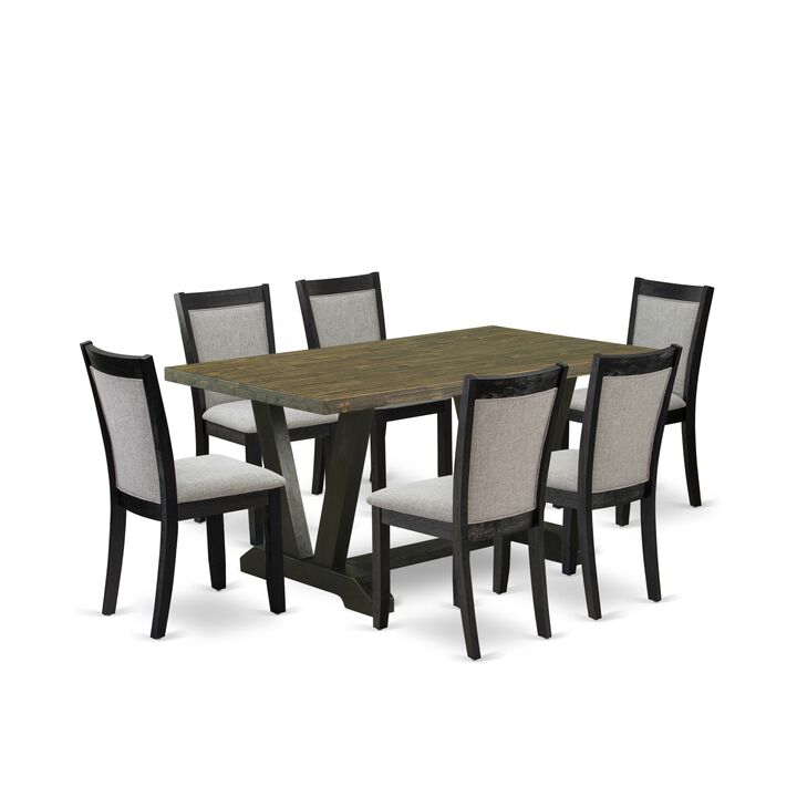 East West Furniture V676MZ606-7 7Pc Dining Set - Rectangular Table and 6 Parson Chairs - Multi-Color Color