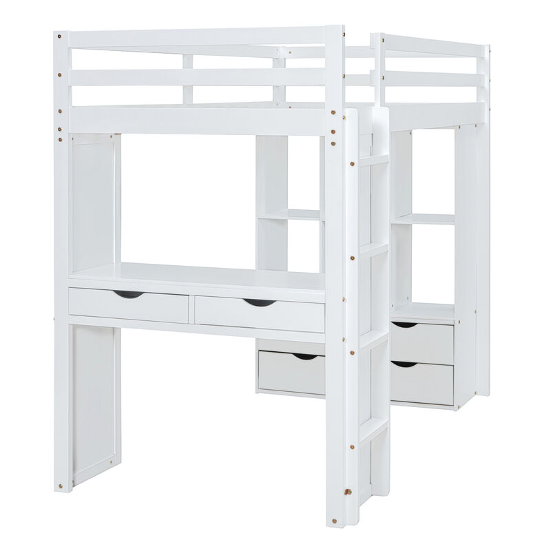 Merax Storage Loft Bed with Writing Desk