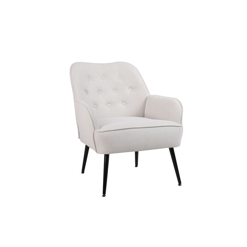 Modern Mid Century Chair velvet Sherpa Armchair for Living Room Bedroom Office Easy Assemble(Beige)