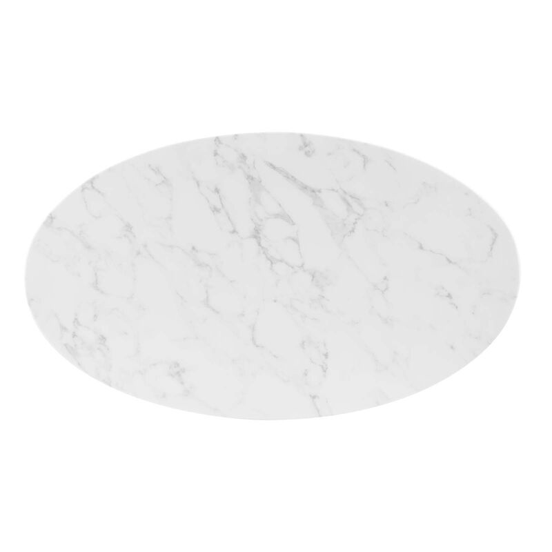 Modway - Verne 48" Oval Artificial Marble Dining Table Gold White