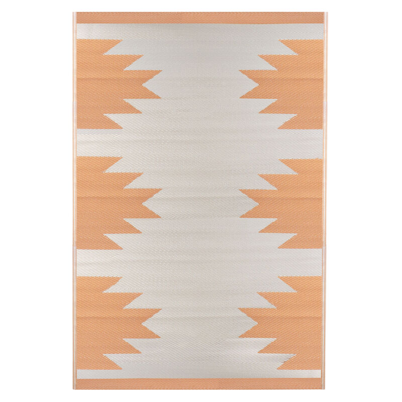 4' x 6' Orange and Beige Aztec Print Rectangular Outdoor Area Rug