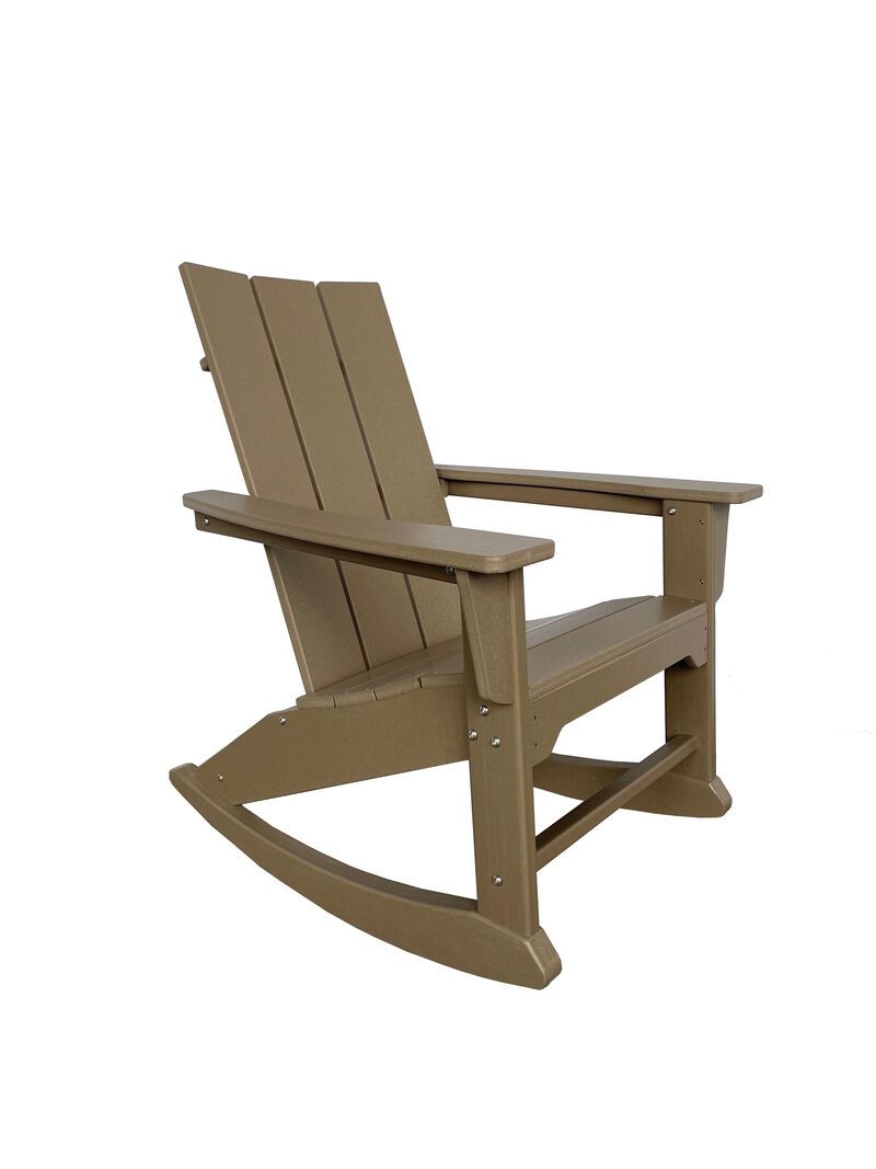 ResinTEAK Modern Outdoor Adirondack Rocking Chair For Fire Pits, Patio, Porch, and Deck