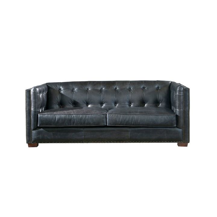 Crafters and Weavers Tuxedo Leather Sofa - Slate