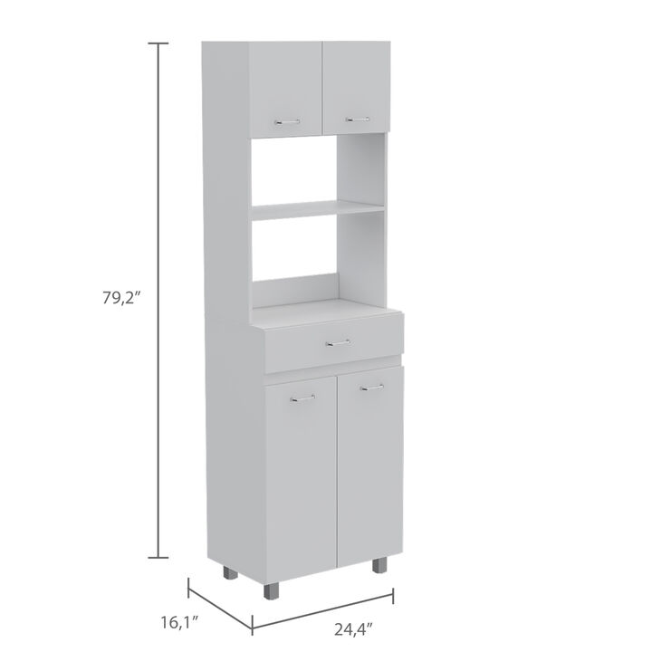 Pembrooke 2-Shelf 1-Drawer Microwave Pantry Cabinet White