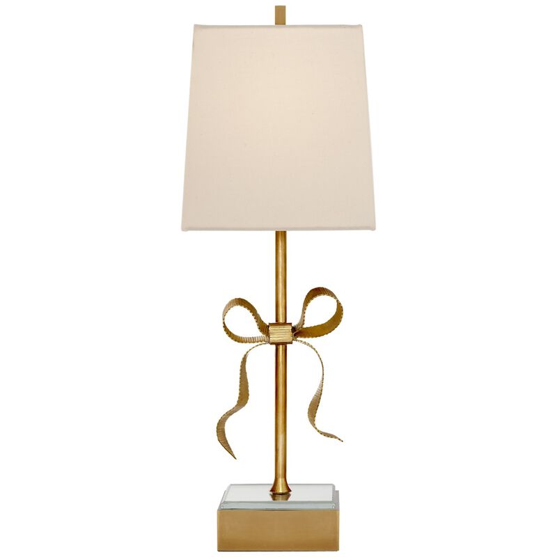 Ellery Gros-Grain Bow Table Lamp in Soft Brass