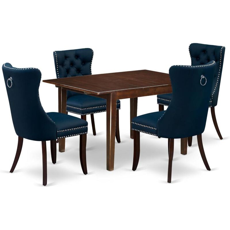 5 Piece Kitchen Table Set Contains a Rectangle Dining Table with Butterfly Leaf