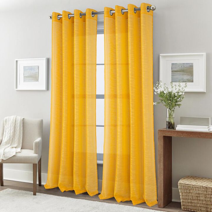 RT Designers Collection Dexter Linen Texture Grommet Light Filtering Window Curtain Panel 54" x 90" Yellow
