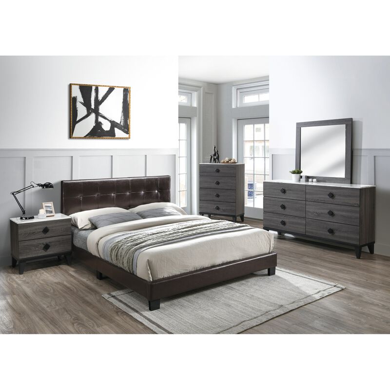 Bedroom Furniture Contemporary Look Grey Color Nightstand Drawers Bedside Table plywood