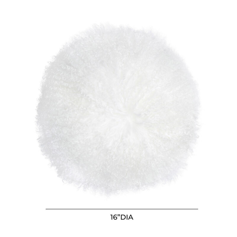 New Zealand White Sheepskin 16 Inch Round Pillow