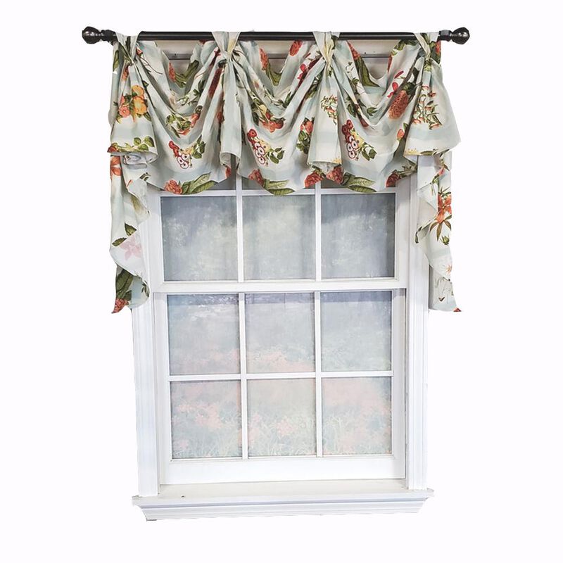 RLF Home Luxurious Modern Design Garden Pallet Victory Swag 3-Scoop Window Valance 50" x 25" Robins Egg