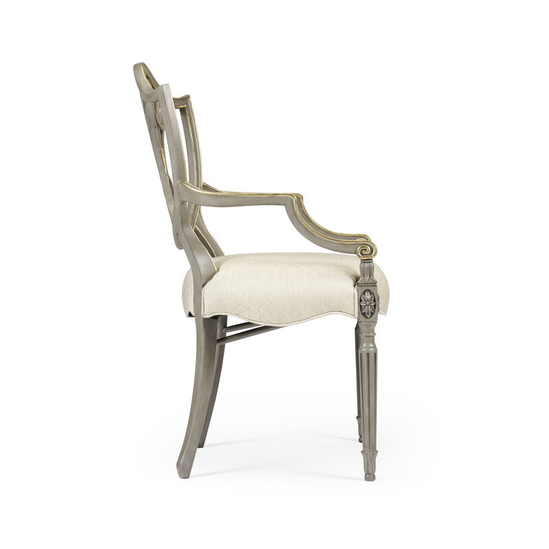 Grey & Gilded Dining Armchair