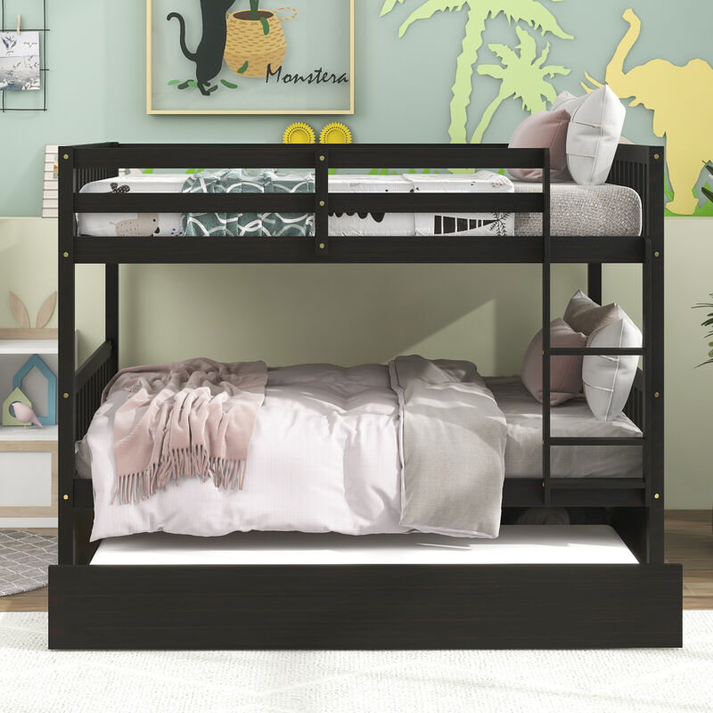 Full Over Full Bunk Bed with Trundle, Espresso