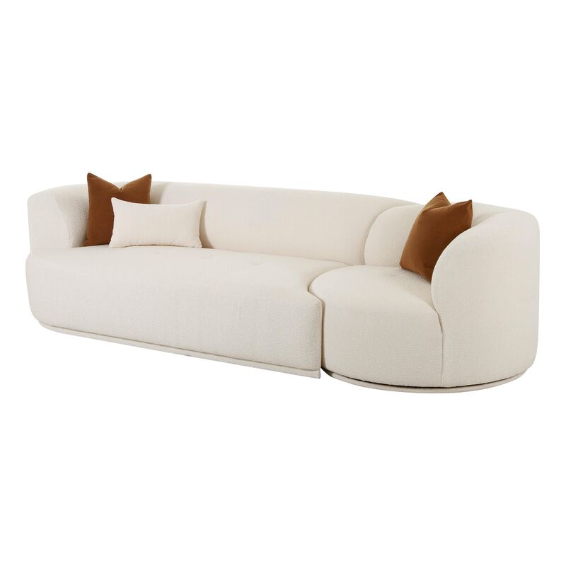 Fickle Cream Boucle 2-Piece Modular LAF Sofa