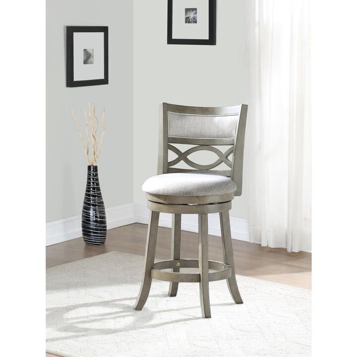 New Classic Furniture Manchester 24 Solid Wood Counter Stool with Fabric Seat in Ant Gray