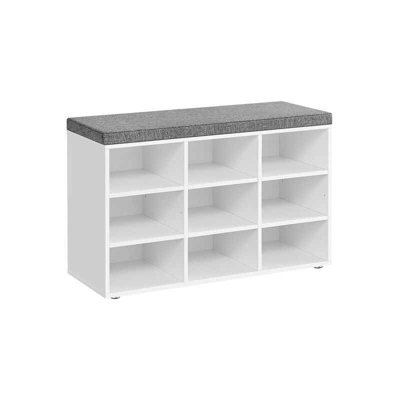 Cubbie Shoe Cabinet with Cushion Seat and Adjustable Shelves - Storage Bench for Entryway