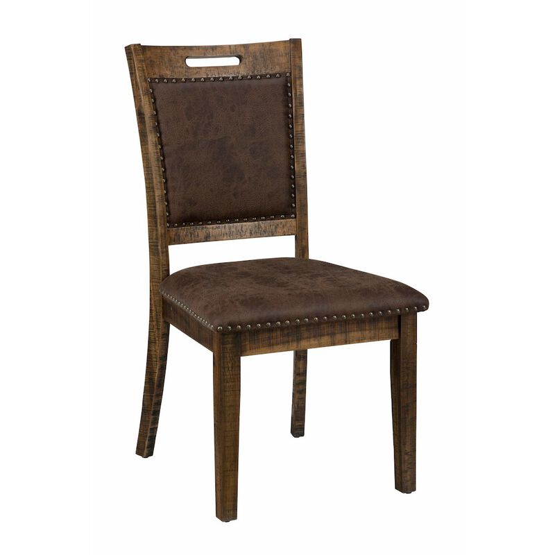 Jofran Cannon Valley Distressed Industrial Upholstered Back Dining Chair (Set of 2)