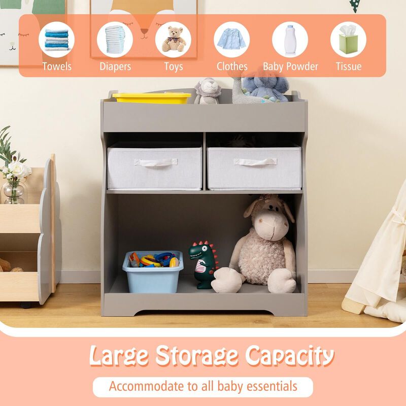 Baby Changing Table with 2 Drawers and Large Storage Bin