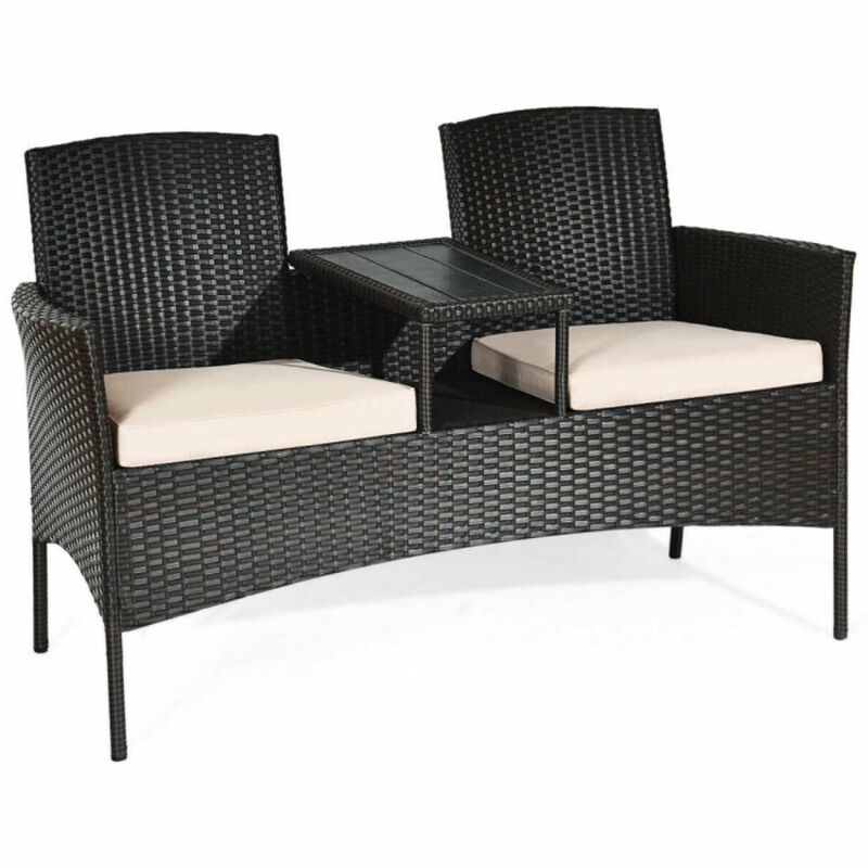 Hivvago Patented Modern Patio Set with Built-in Coffee Table and Cushions