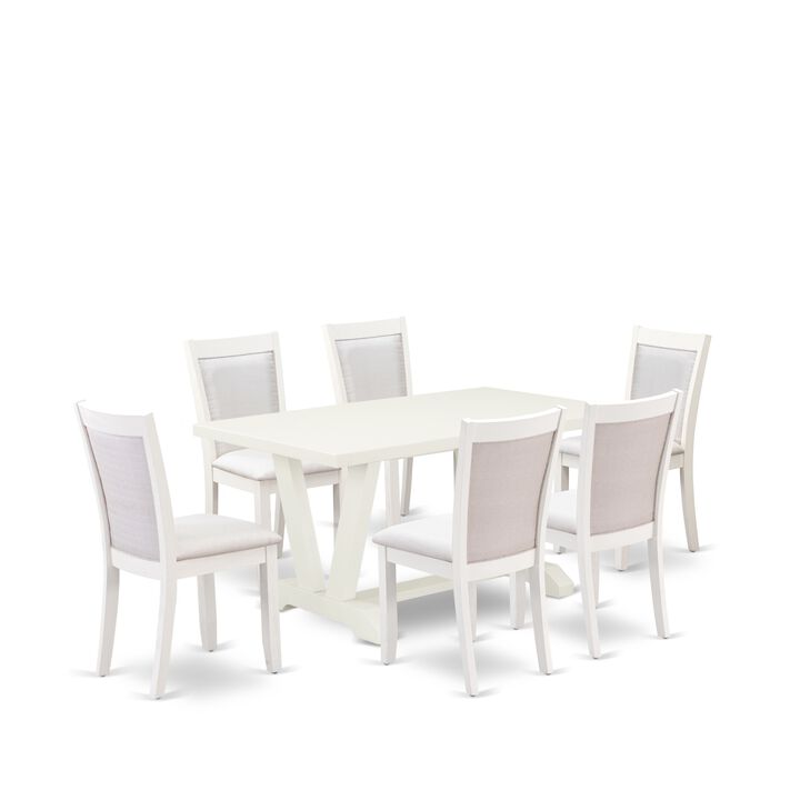 East West Furniture V026MZ001-7 7Pc Dining Set - Rectangular Table and 6 Parson Chairs - Multi-Color Color
