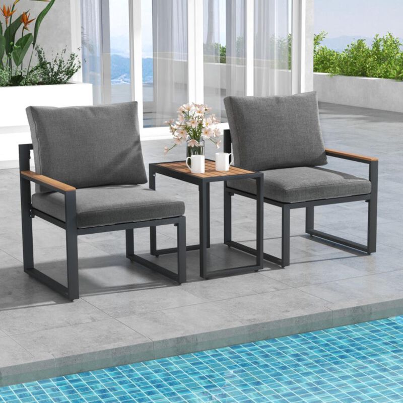 Hivvago 5 Pieces Aluminum Frame Weatherproof Outdoor Conversation Set with Soft Cushions