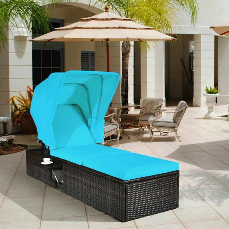 Hivvago Outdoor Chaise Lounge Chair with Folding Canopy