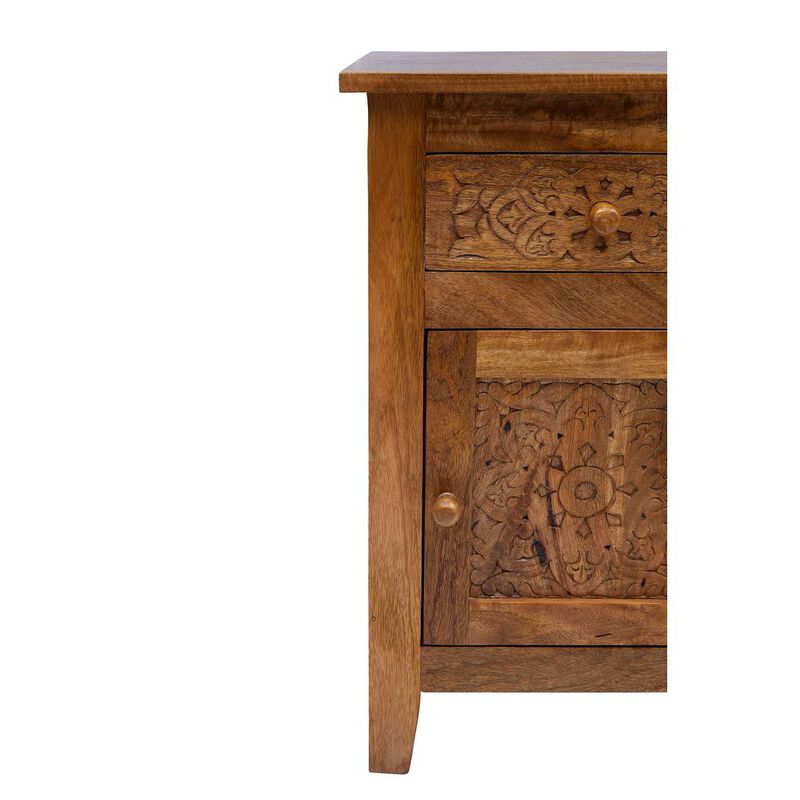 Jofran Hand Carved Mango Wood Accent Table