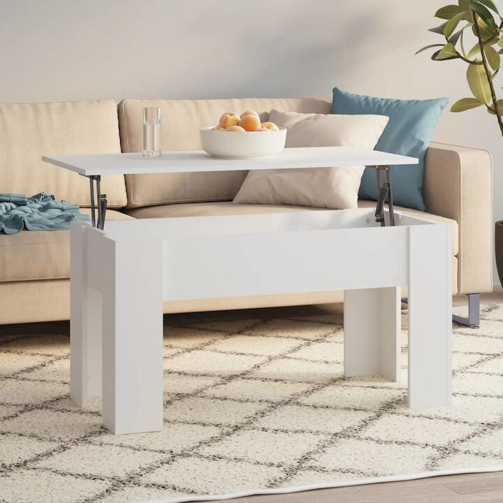 Coffee Table White 39.8"x19.3"x20.5" Engineered Wood