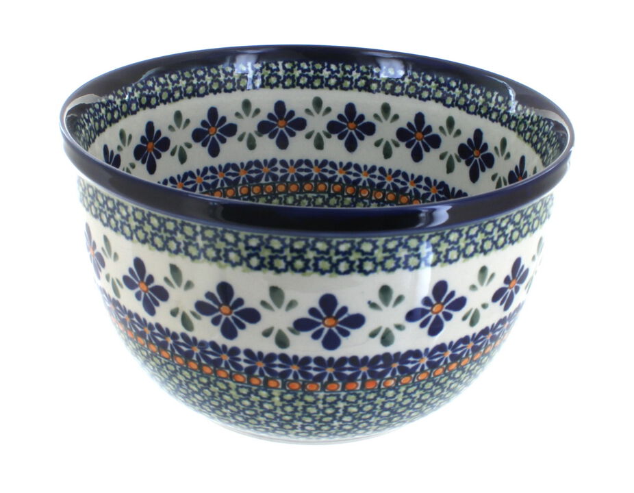 Blue Rose Polish Pottery Peacock Medium Mixing Bowl