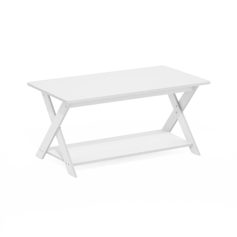 Modern Simplistic Criss-Crossed Coffee Table, White