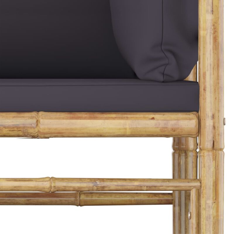 vidaXL 3 Piece Garden Lounge Set with Dark Gray Cushions Bamboo