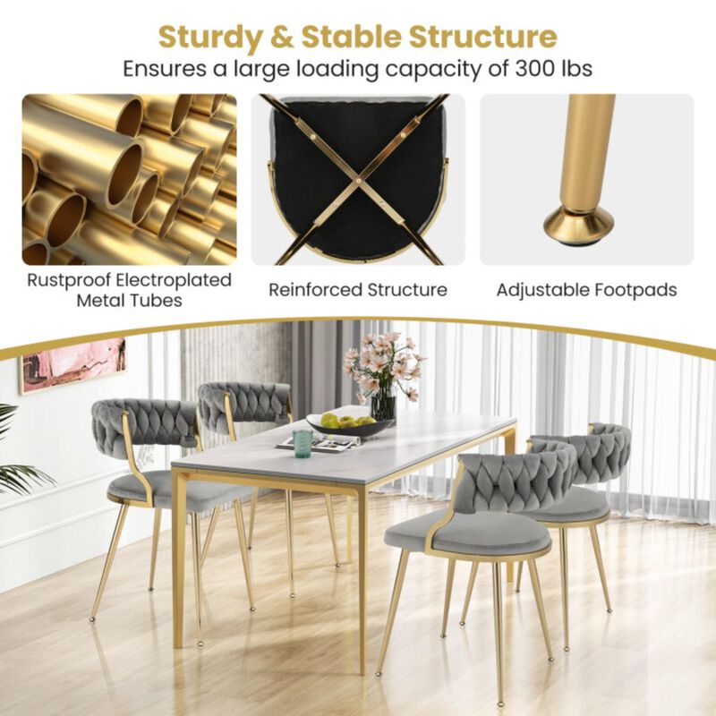 Hivvago Upholstered Dining Chairs with Golden Metal Legs for Living Room