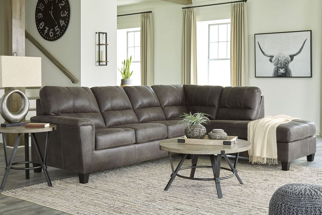 Ashley Navi Smoke 2-Piece Sectional in Grey 