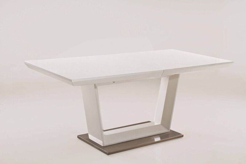 (71" - 94.5) LACQUER TOP DINING TABLE WITH SS BASE