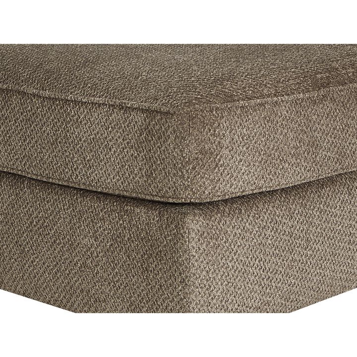 Fabric Upholstered Square Oversized Ottoman with Tapered Block Legs, Brown - Benzara