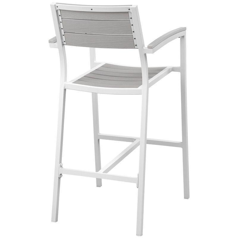 Modway Maine Aluminum Outdoor Patio Bar Stool in White Light Gray
