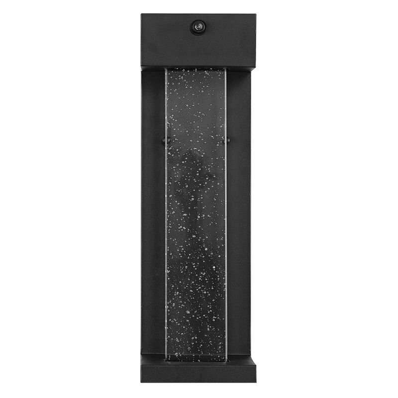 Miranda 1-Light Modern Industrial Iron/Seeded Glass with Dusk-to-Dawn Sensor Integrated LED Outdoor Sconce