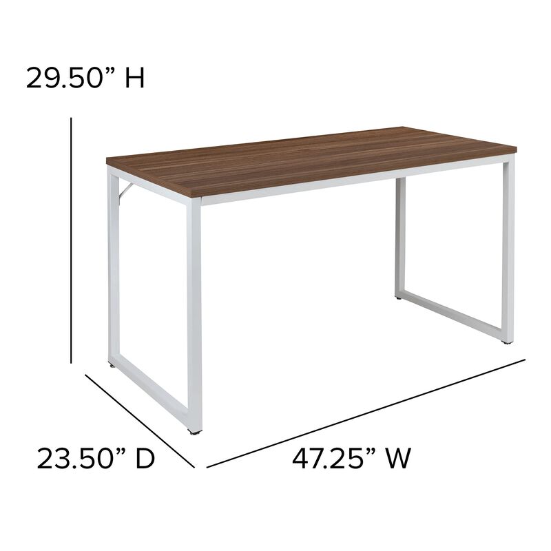 Flash Furniture Tiverton Industrial Modern Desk - Commercial Grade Office Computer Desk and Home Office Desk - 47" Long (Walnut/White)