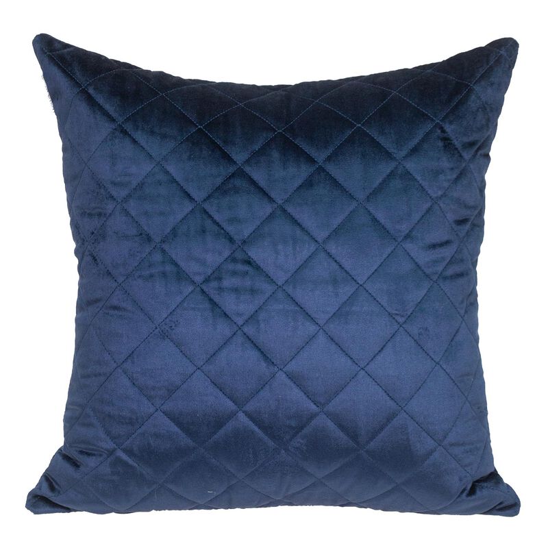 20" Navy Blue Cotton Transitional Throw Pillow